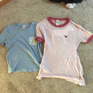 two shirts from vs pink with a crossbody purse!